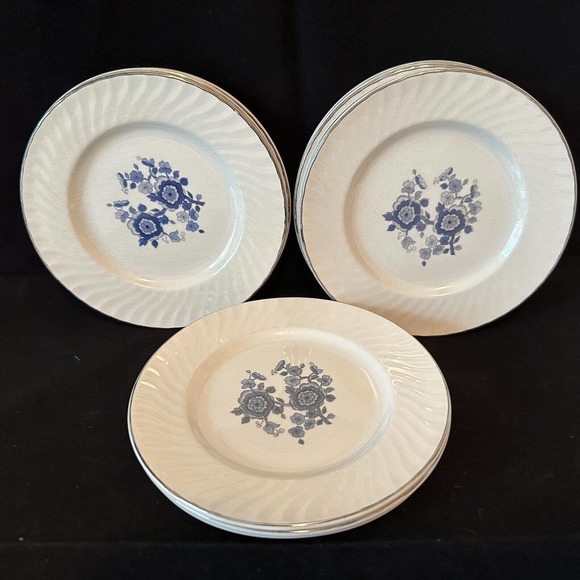 ENOCH-WEDGWOOD "ROYAL BLUE" Tunstall England 12-6" Bread & Butter plates *VTG